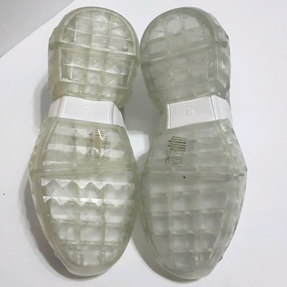 Chunky Platform PVC Transparent Diamond Sole Sneakers US 7.5 Streetwear Trendy - Picture 6 of 6